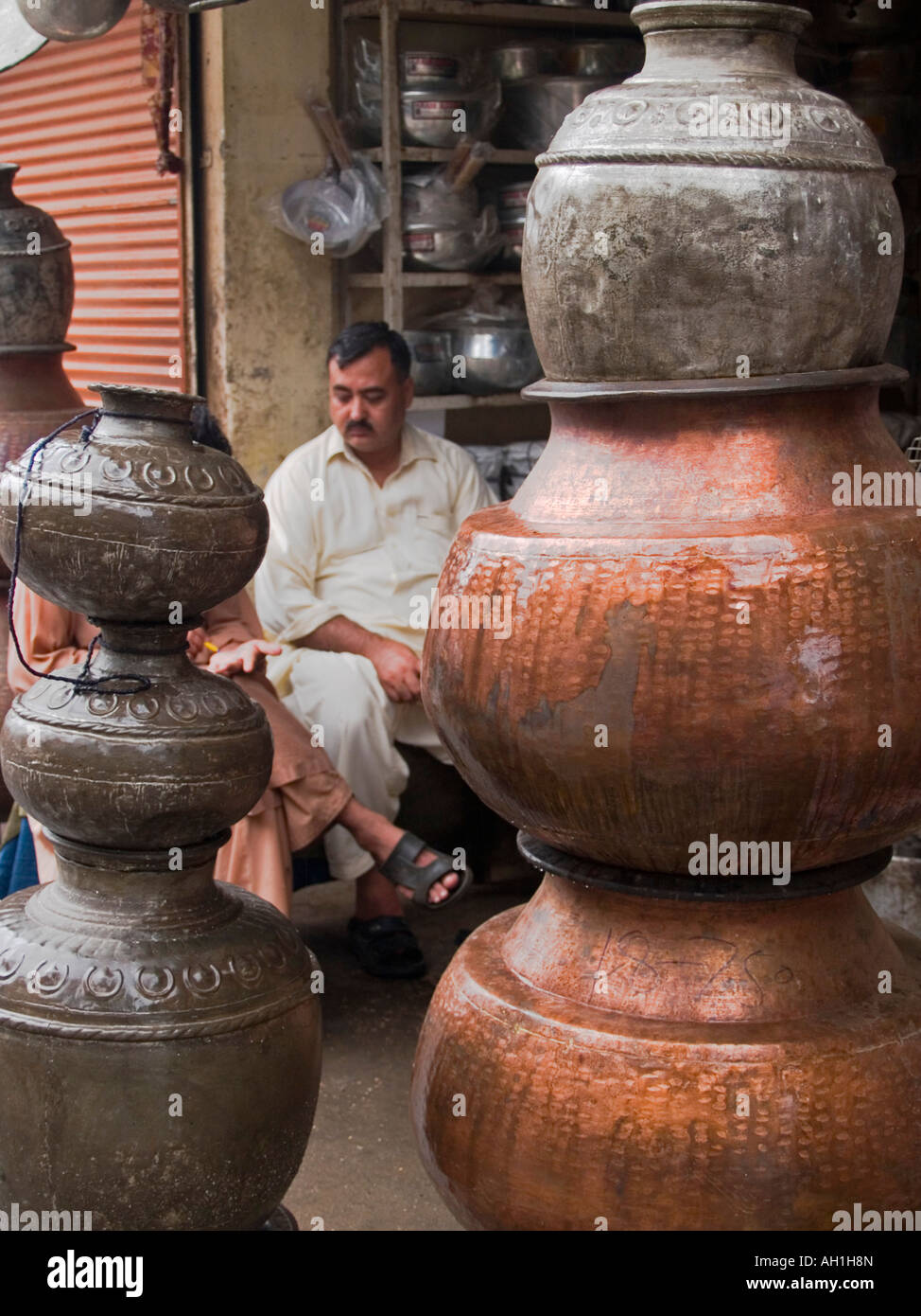 giant pots in the old bazaar Peshawar Pakistan Stock Photo Alamy