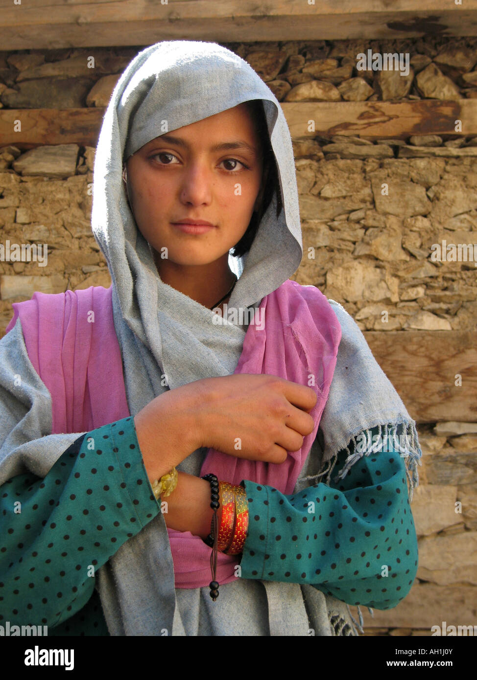 Chitrali girl in northeastern Pakistan Stock Photo