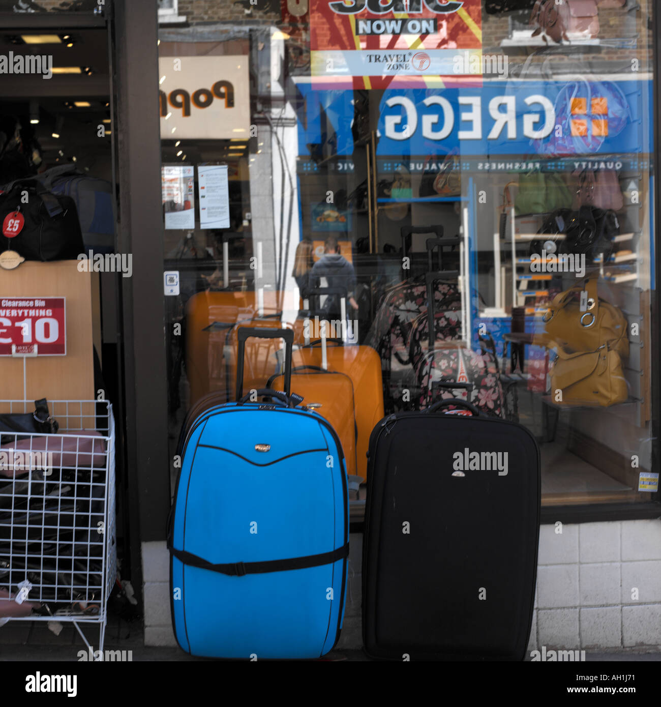 Suitcases for Sale in Shop in Sutton Surrey England Stock Photo