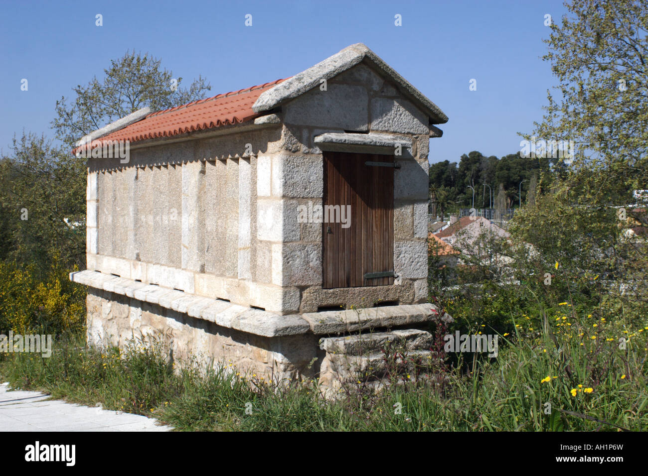 Horreo, a traditional Galician grain store, in Spain Stock Photo