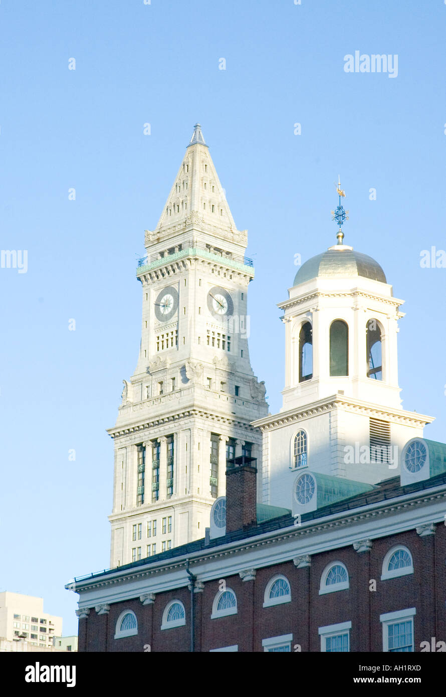 The Custom House and Faneuil Hall in Boston Massachusetts Stock Photo