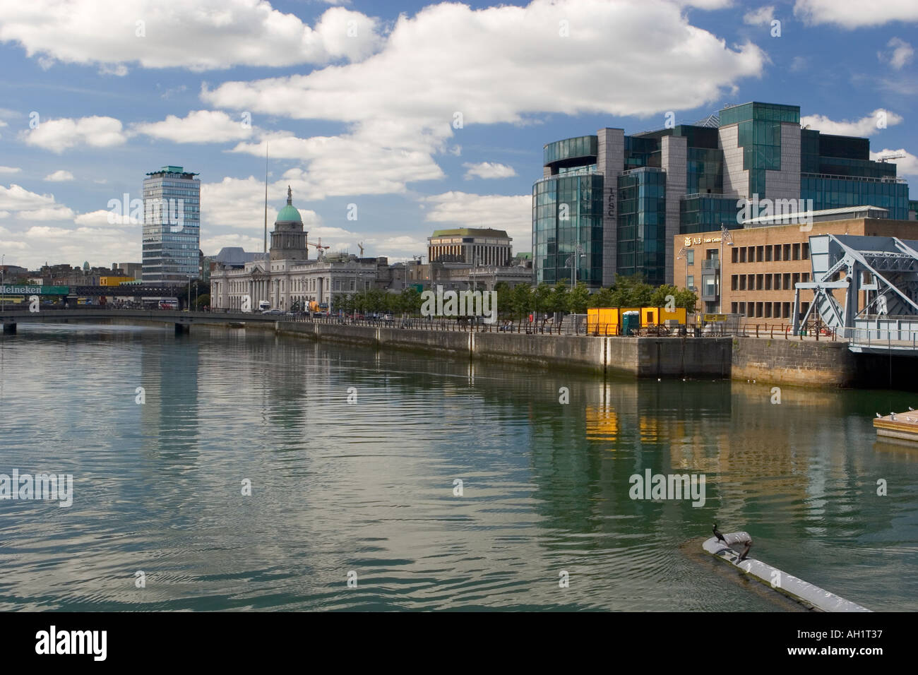 Custom House Quay Dublin Ireland with Custom House and the Dart Line ...