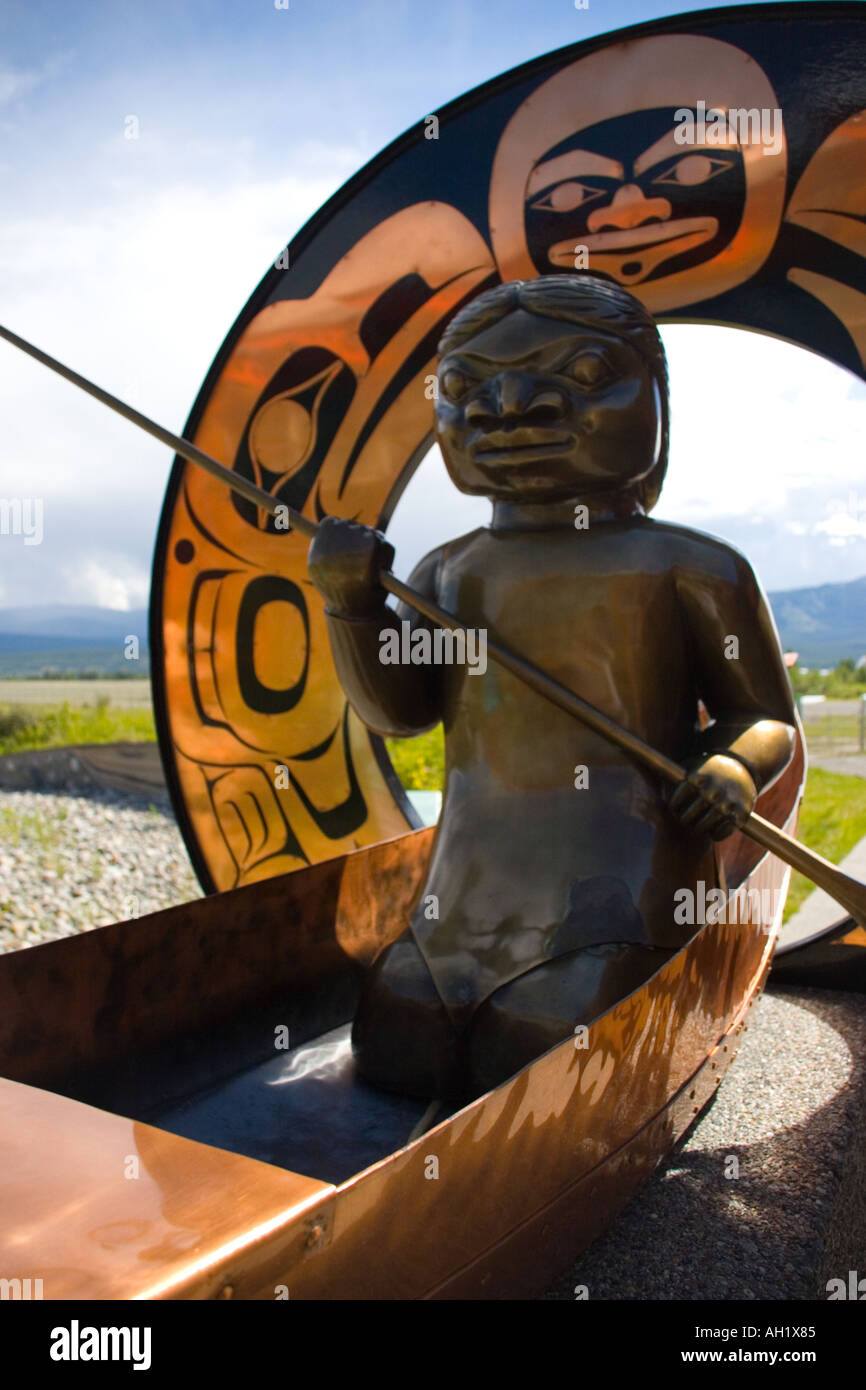 Crow Creation sculpture Yukon Territories Canada Stock Photo - Alamy