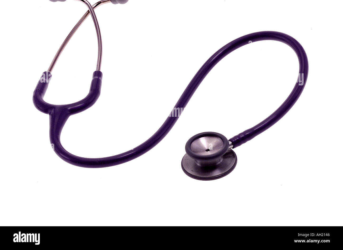 doctors stethoscope silhouetted on white background Stock Photo