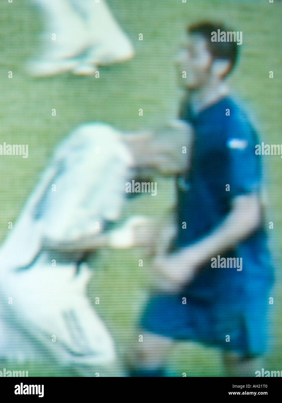 TV capture of the notorious incident for which Zinedine Zidane got sent off during the 2006 World Cup Final in Berlin Stock Photo