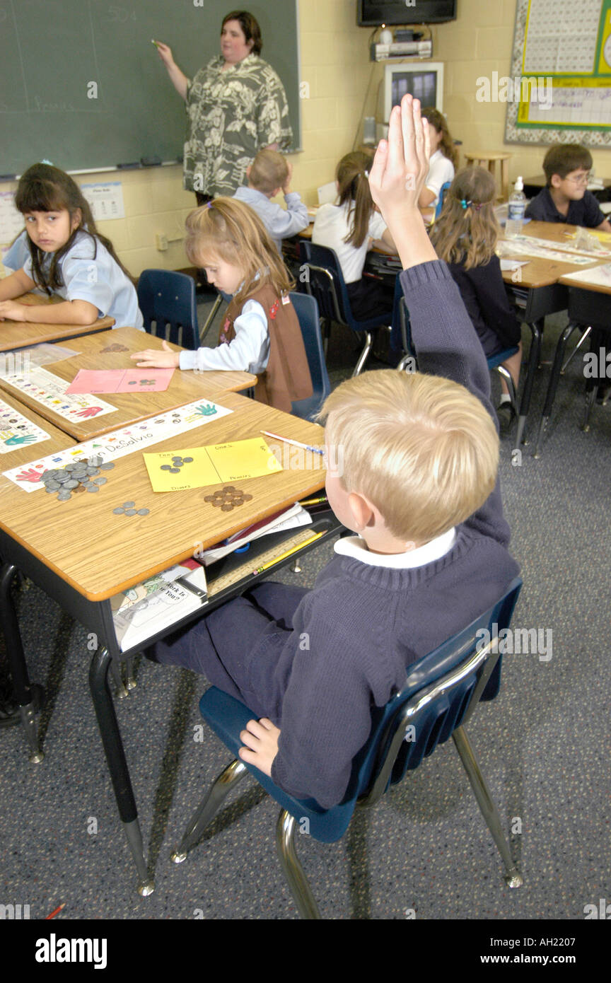 Educational learning activities taking place St Mary s Catholic parochial Elementary School in St Clair Michigan Stock Photo