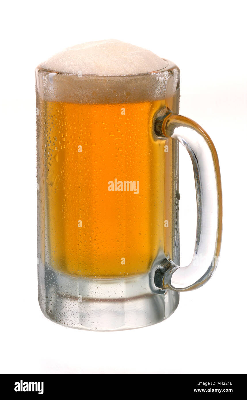 A mug of amber beer silhouetted on white background Stock Photo Alamy