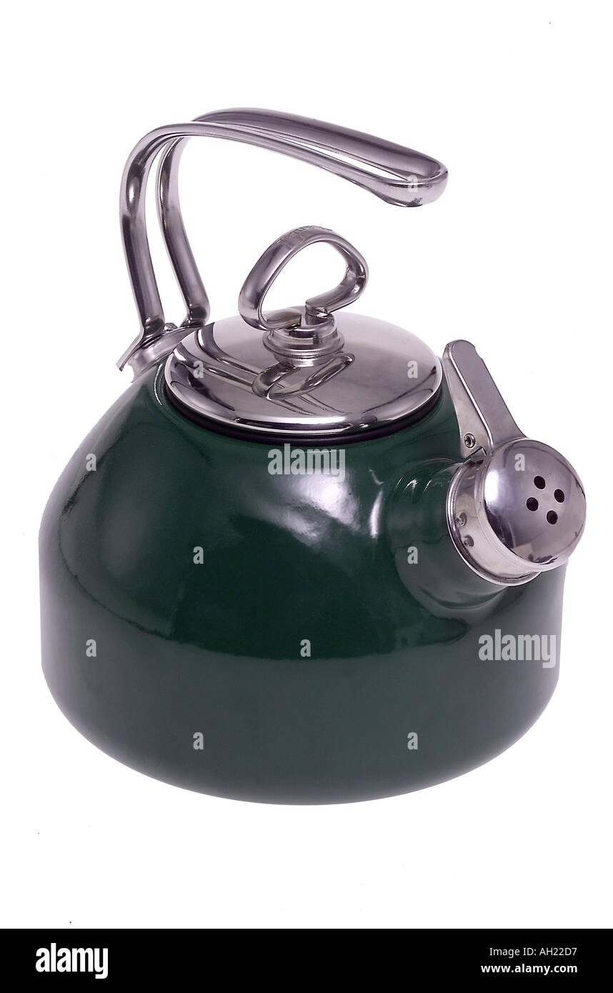 green tea kettle silhouetted on white background Stock Photo Alamy