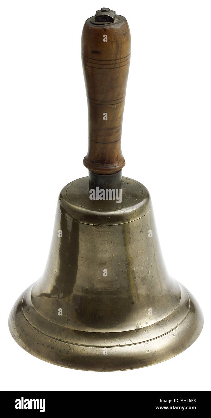 hand bell silhouetted on white background Stock Photo