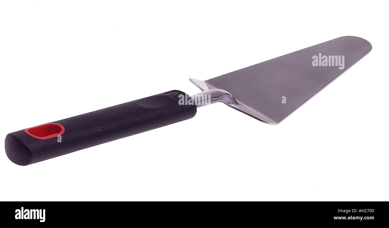 pie and cake serving spatula silhouetted on white background Stock Photo