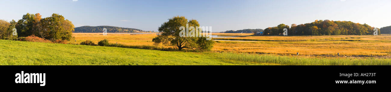 View of the salt marshes and the Essex River Massachusetts USA Stock Photo