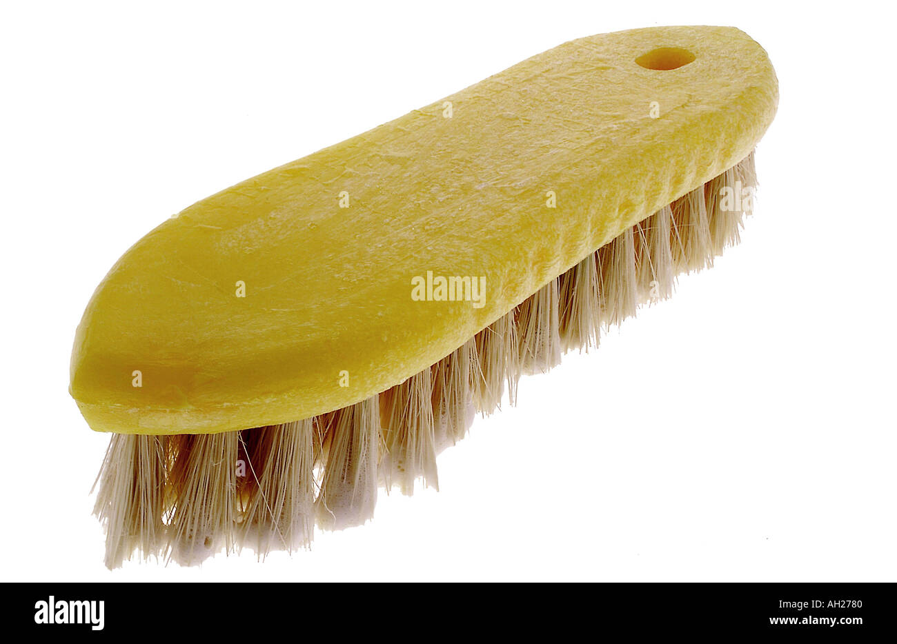 yellow scrub brush silhouetted on white background Stock Photo