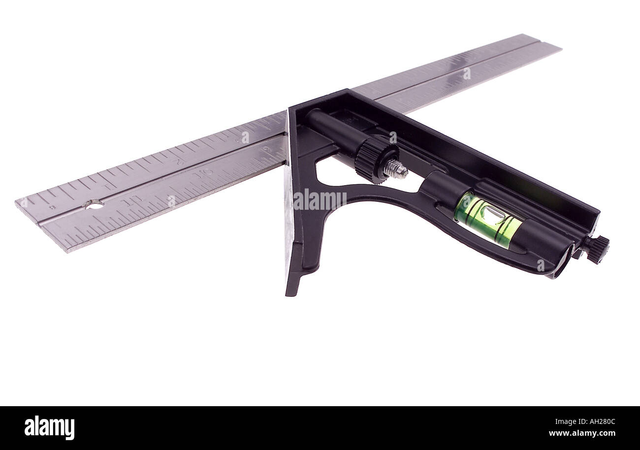 adjustable carpenter square silhouetted on white background Stock Photo Alamy
