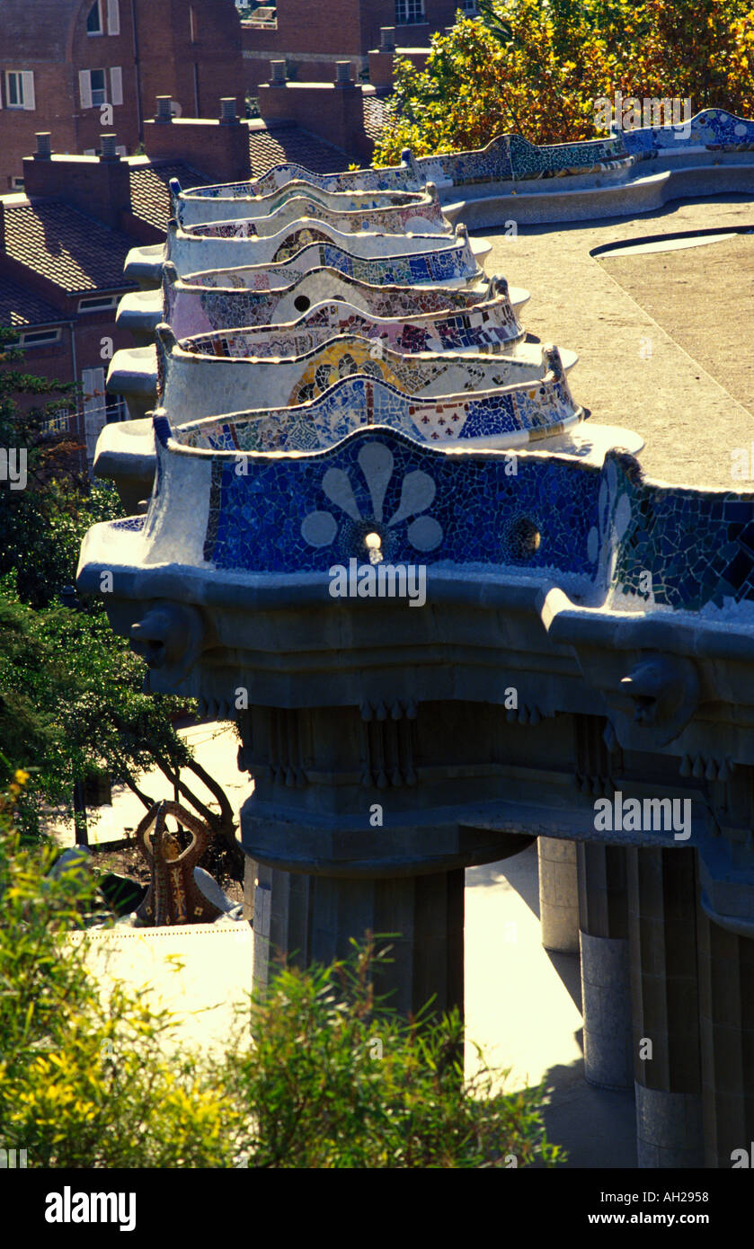 Barcelona. Banks in the Parc Guell. Catalonia. Spain Stock Photo