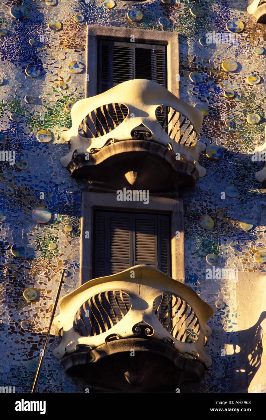 Barcelona. Balcony detail at Casa Batllo. Catalonia. Spain Stock Photo