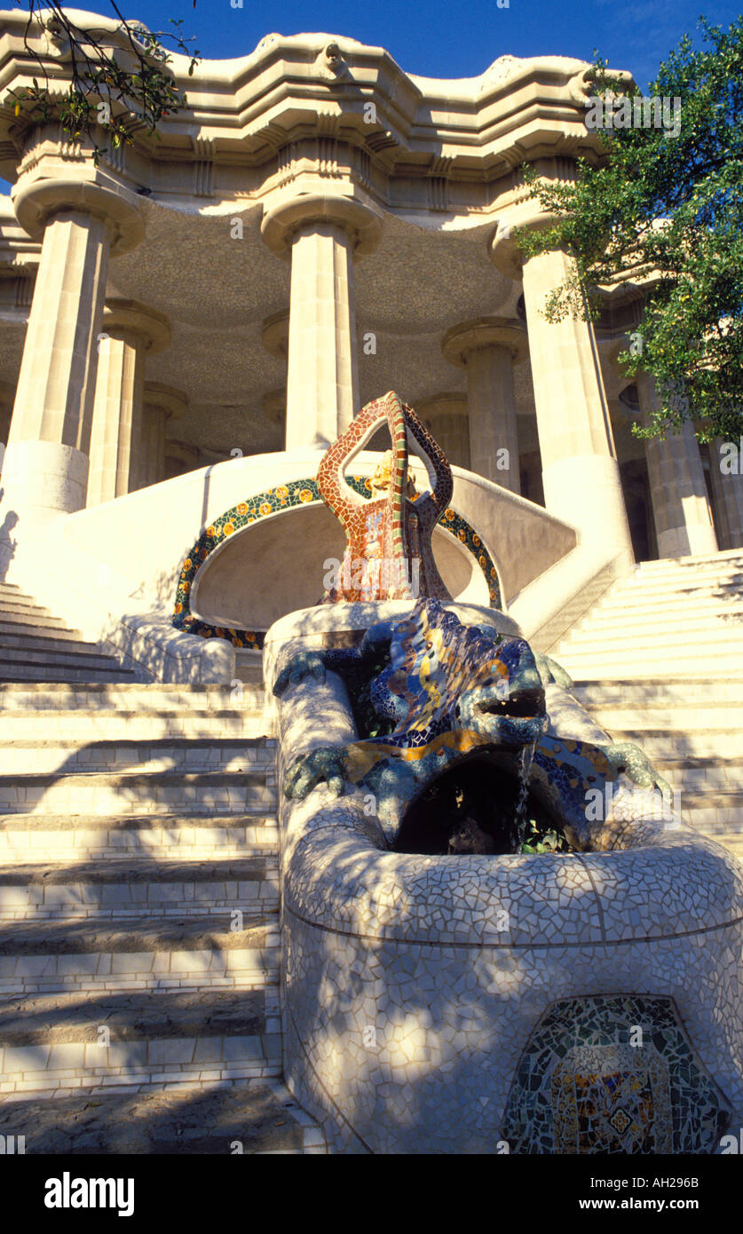 Barcelona. Parc Guell. Dragon. Catalonia. Spain Stock Photo