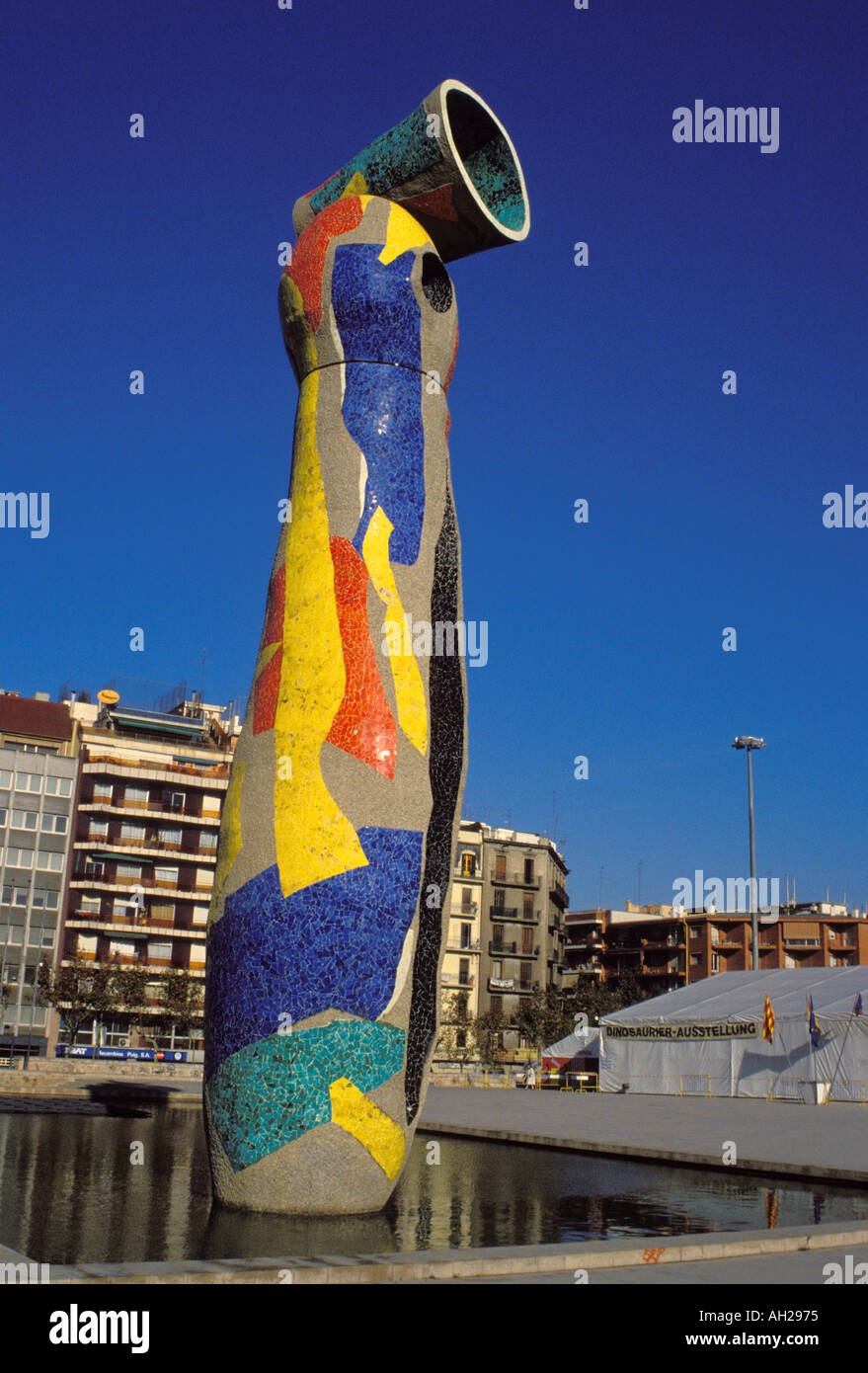 Barcelona. Joan Miro Sculpture 'Dona i Ocell' . Parc de L´Escorxador. Catalonia. Spain Stock Photo