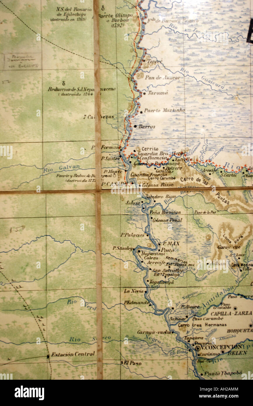 Paraguay river map Stock Photo