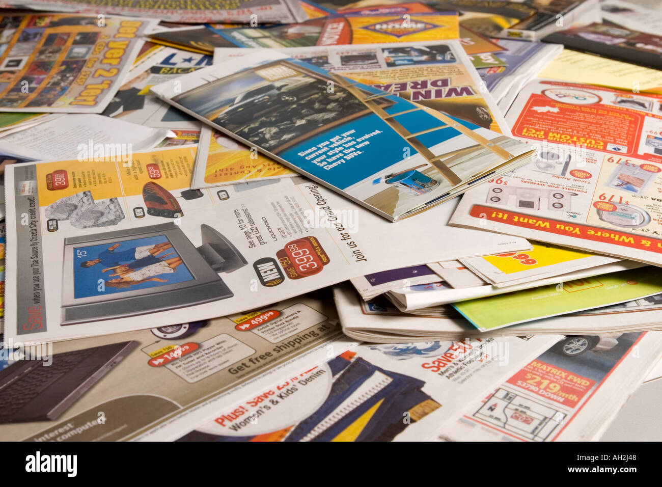 pile of junk mail Stock Photo