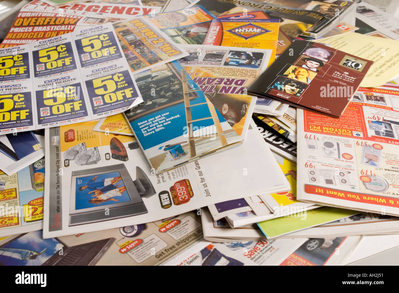 pile of junk mail Stock Photo