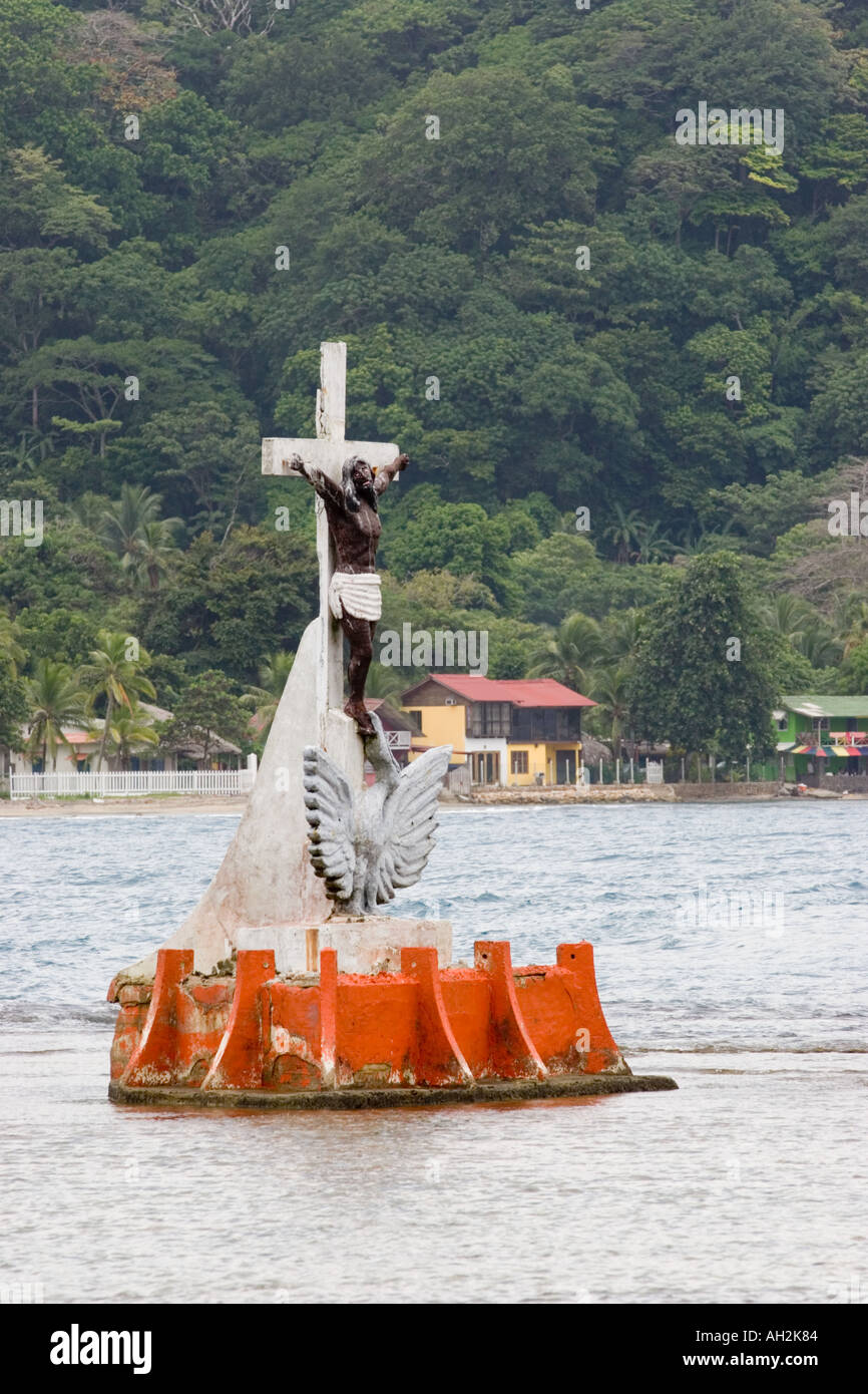 A crucifix in the water Isla Grande, Colon, Republic of Panama, Central America Stock Photo