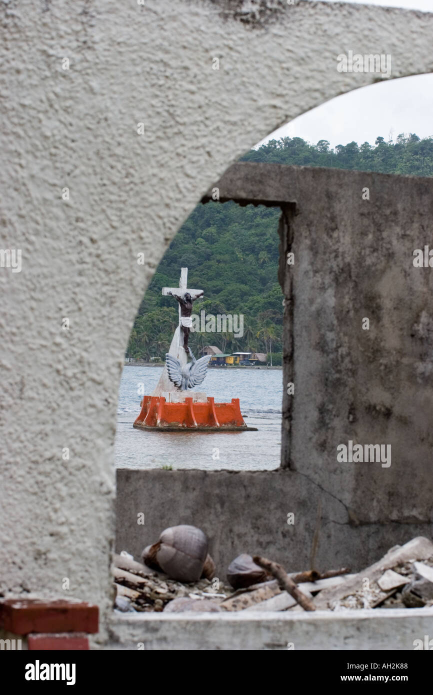 A crucifix in the water Isla Grande Colon Panama Central America Stock Photo