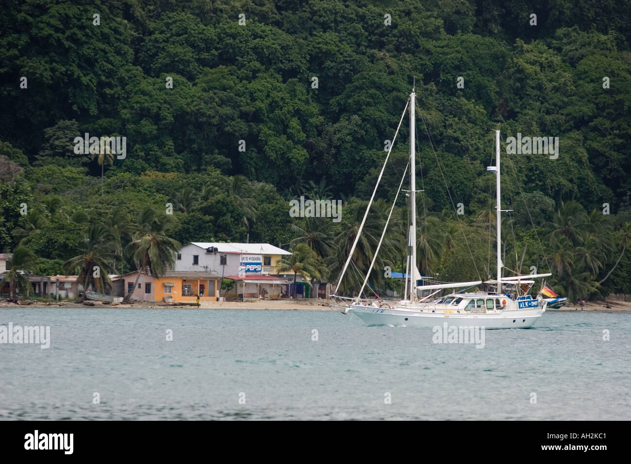 Sailboats at Isla Grande, Colon, Panama, Central America Stock Photo