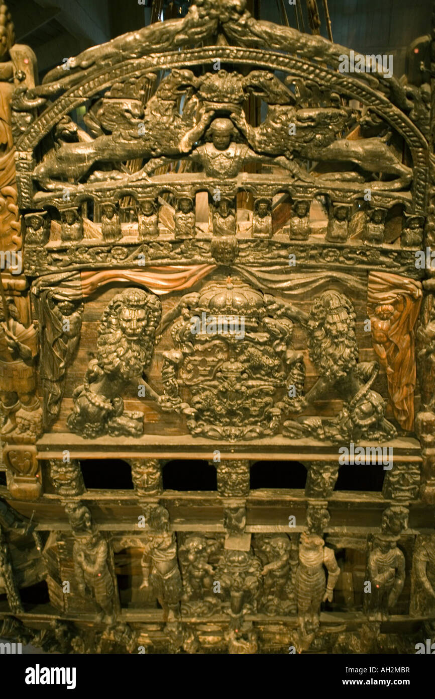 Sweden Stockholm Vasa Museum Ships Stern Carvings Stock - 