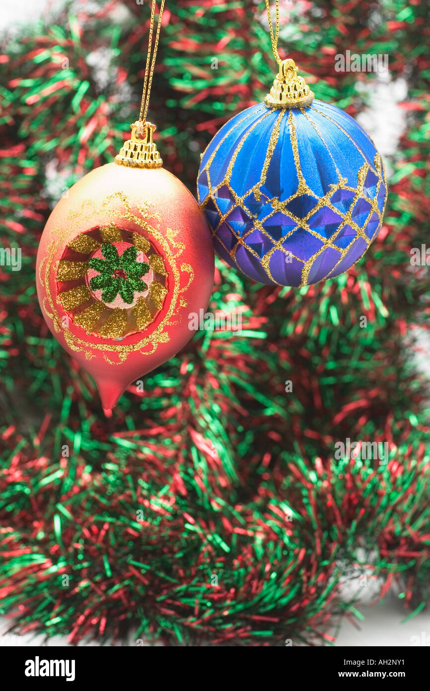 Christmas Ornaments and Tinsel Stock Photo Alamy