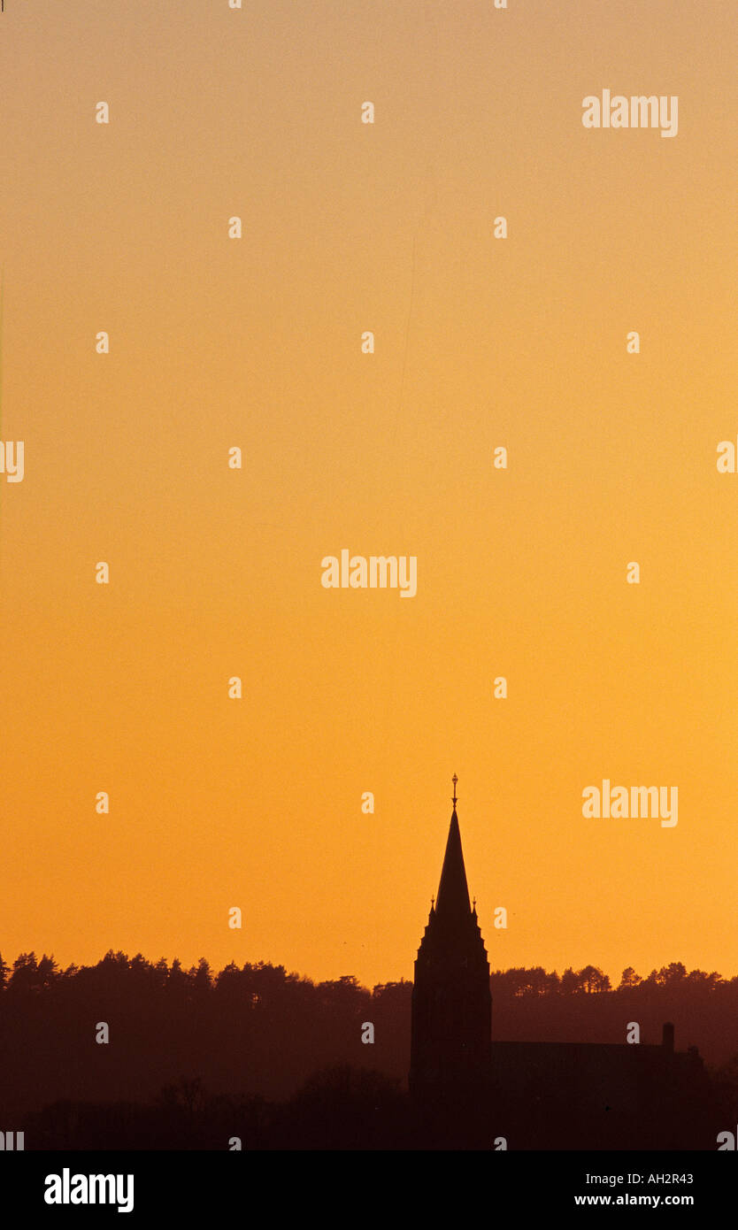 Silhouette of church tower Stock Photo - Alamy