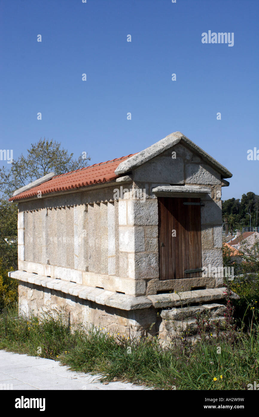 Horreo, a traditional Galician grain store, in Spain Stock Photo