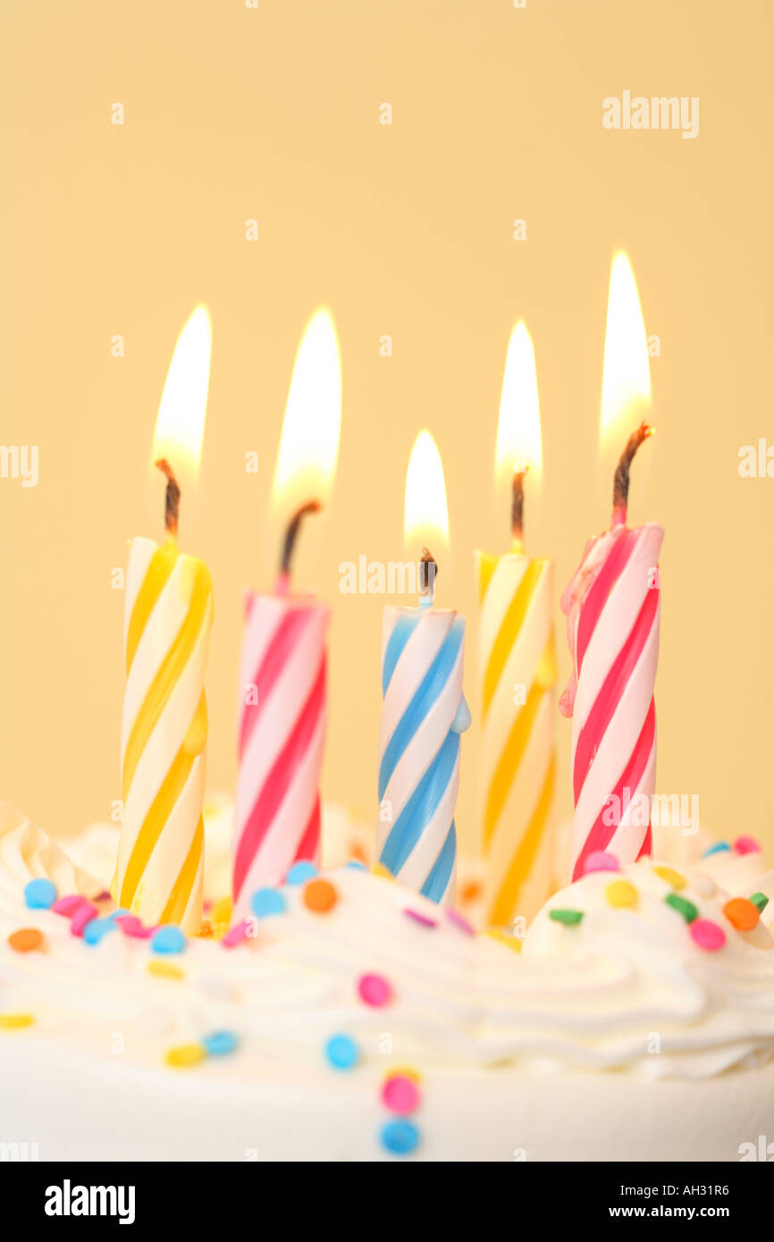 Birthday Candles with Yellow Background Stock Photo