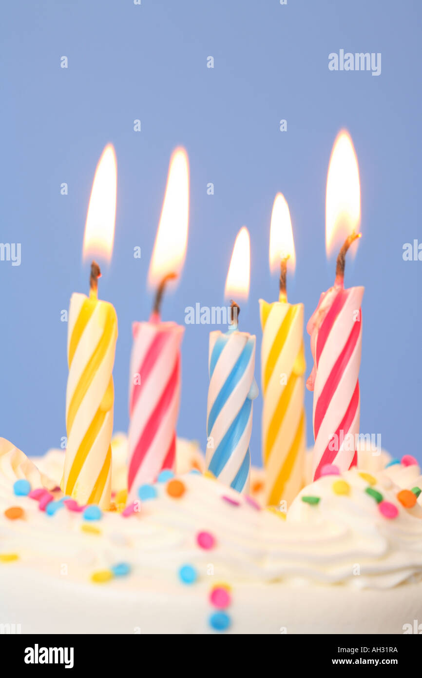 Birthday Candles with Blue Background Stock Photo - Alamy