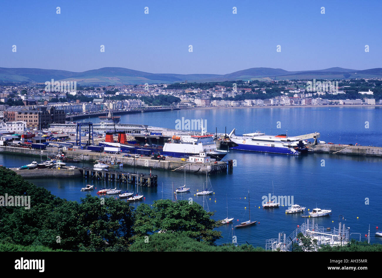 Douglas Harbour Port Town Isle of Man England UK ferry terminal ship ...