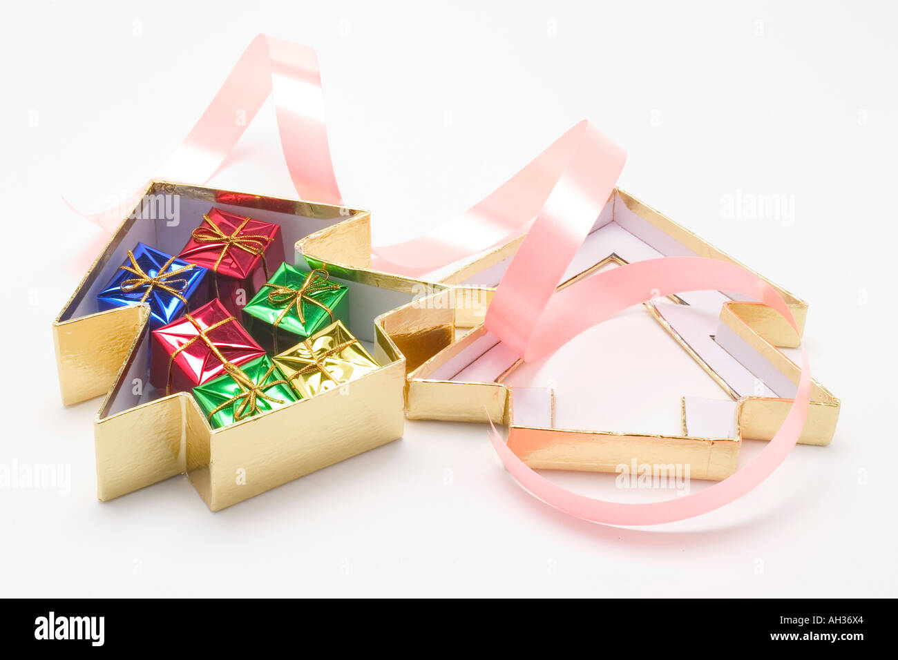 Christmas Treeshaped Gift Boxes Stock Photo Alamy