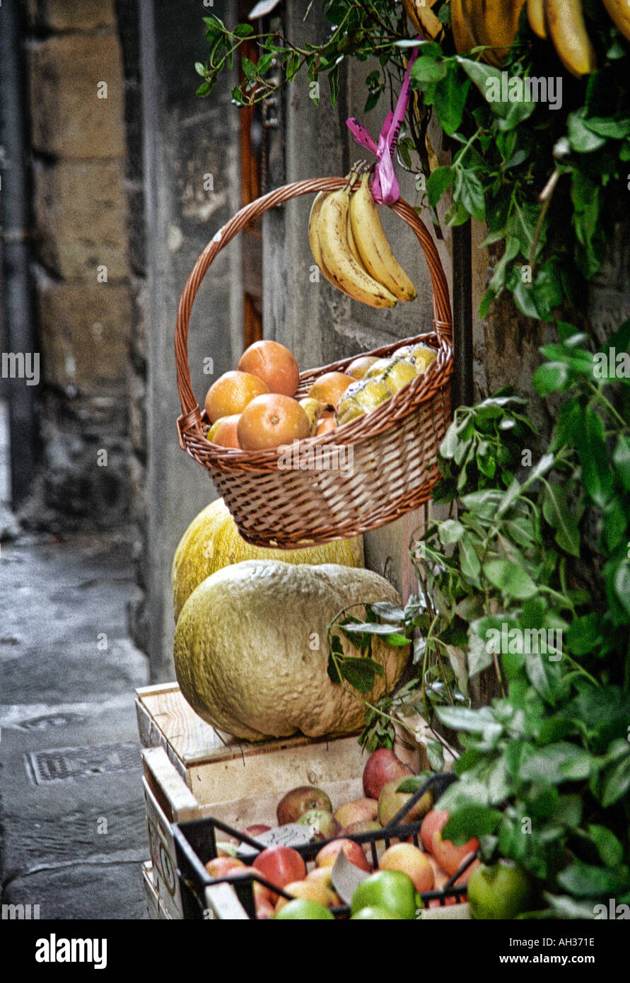Fruit basket for sale on street Stock Photo Alamy