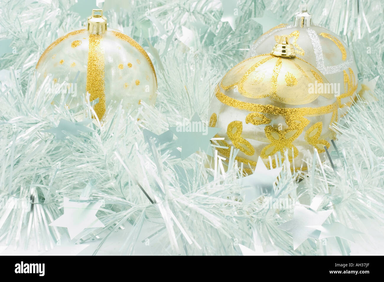 Christmas Ornaments and Tinsel Stock Photo Alamy