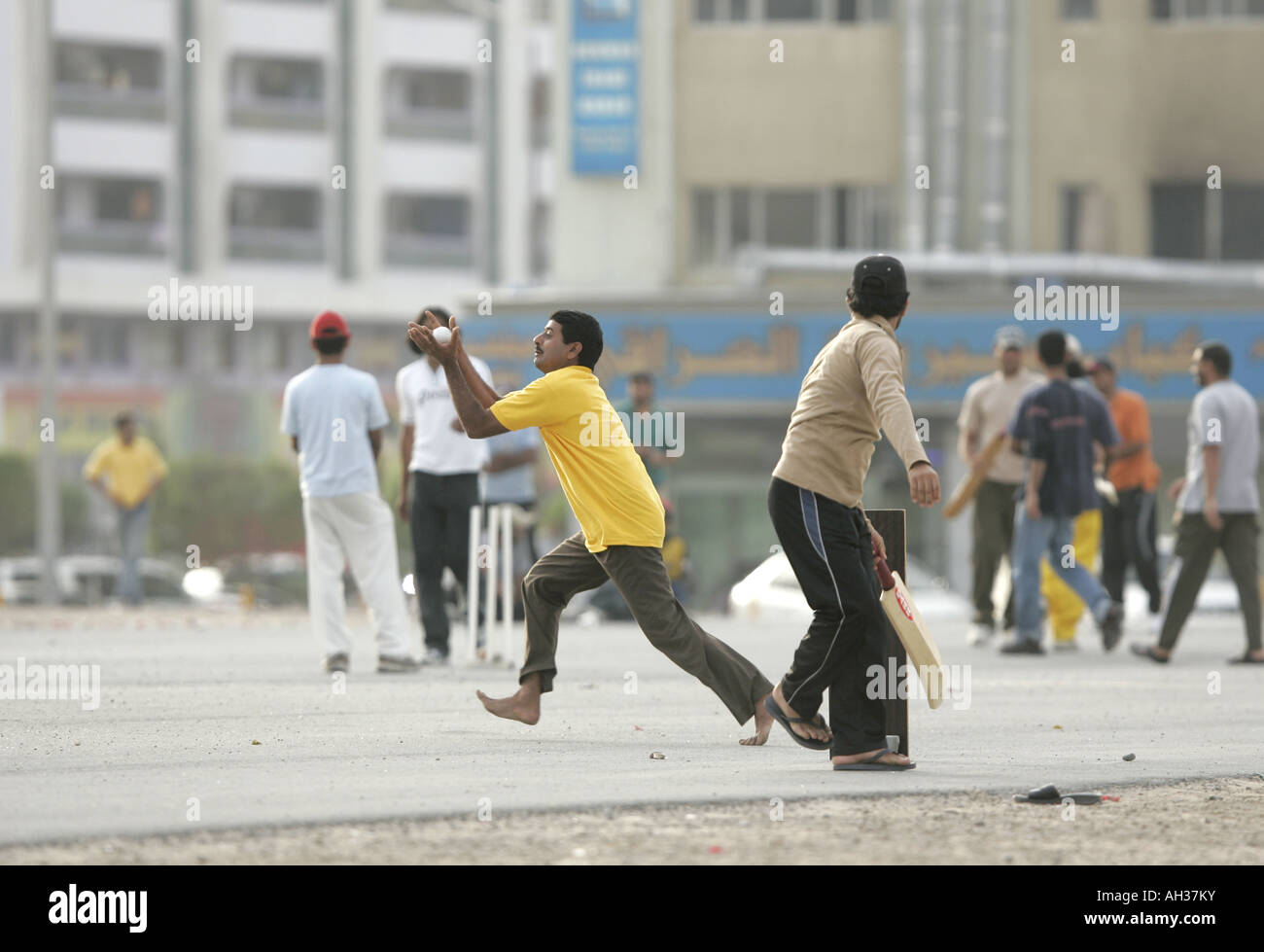 Expatriates playing cricket in Dubai Stock Photo Alamy