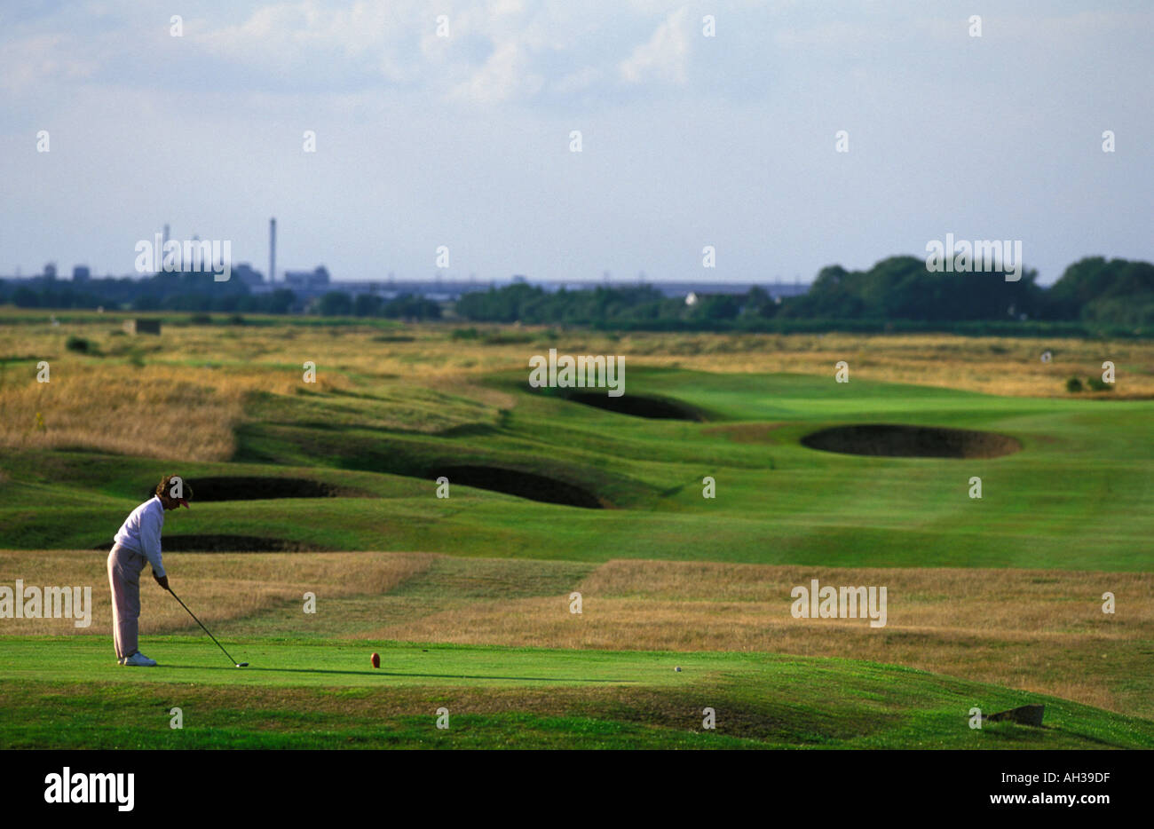 Femal Golfer at Tee and fairway at Royal Cinque Ports Golf Club UK Stock  Photo - Alamy