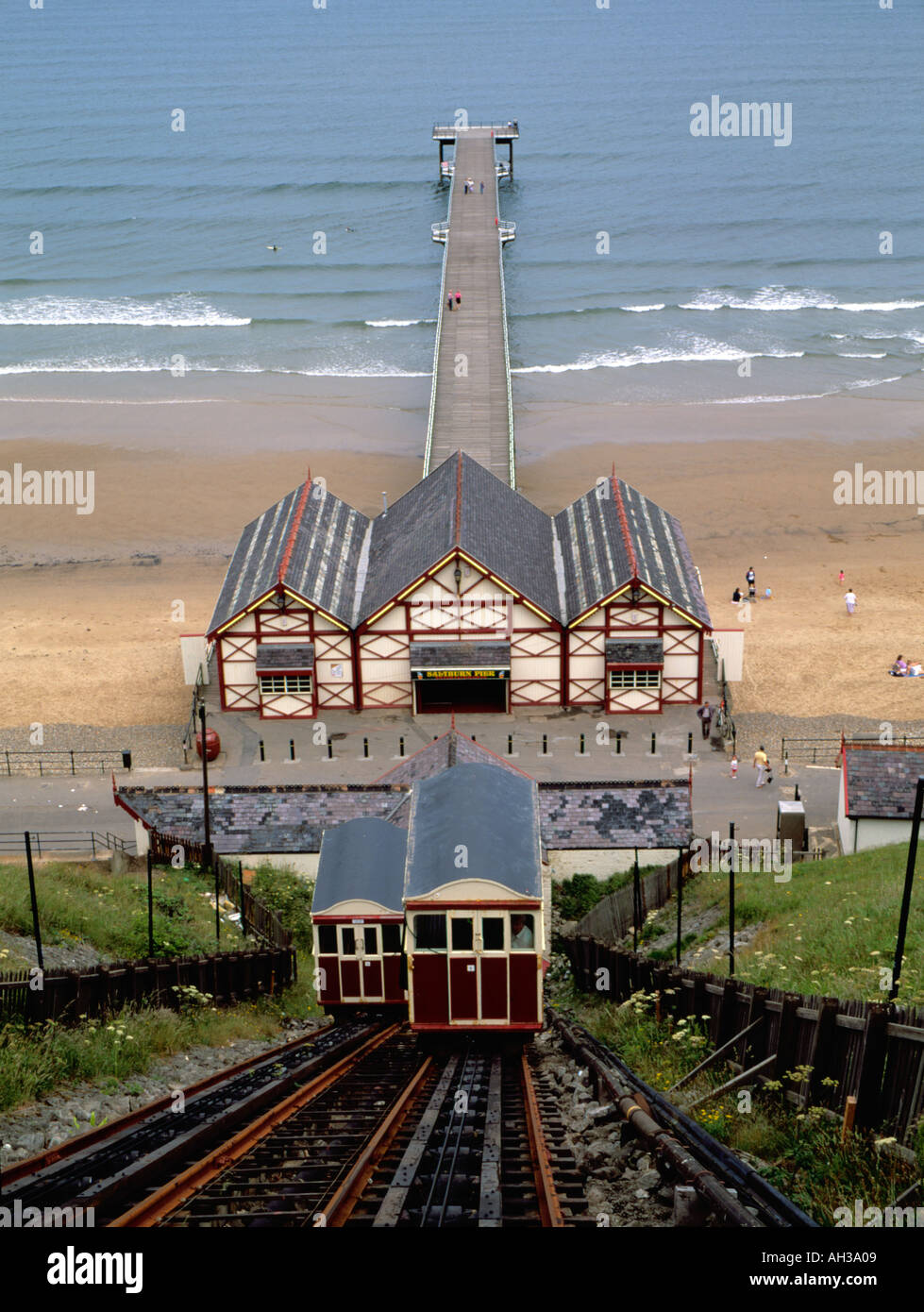 pier and cable car Saltburn by the Sea Stock Photo Alamy