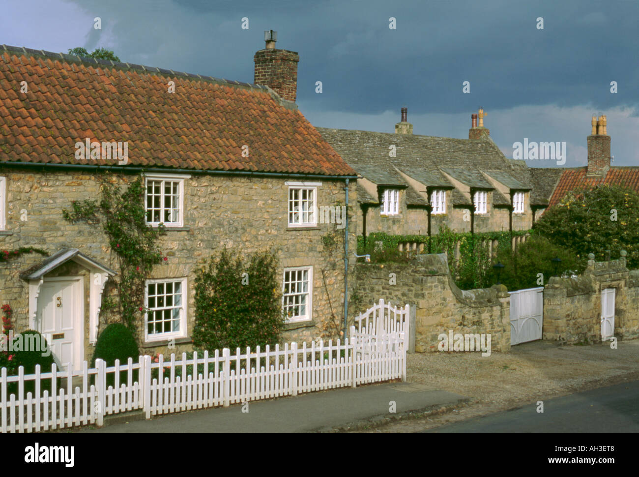 Stone built houses, Coxwold village, North York Moors National Park, North Yorkshire, England, UK. Stock Photo
