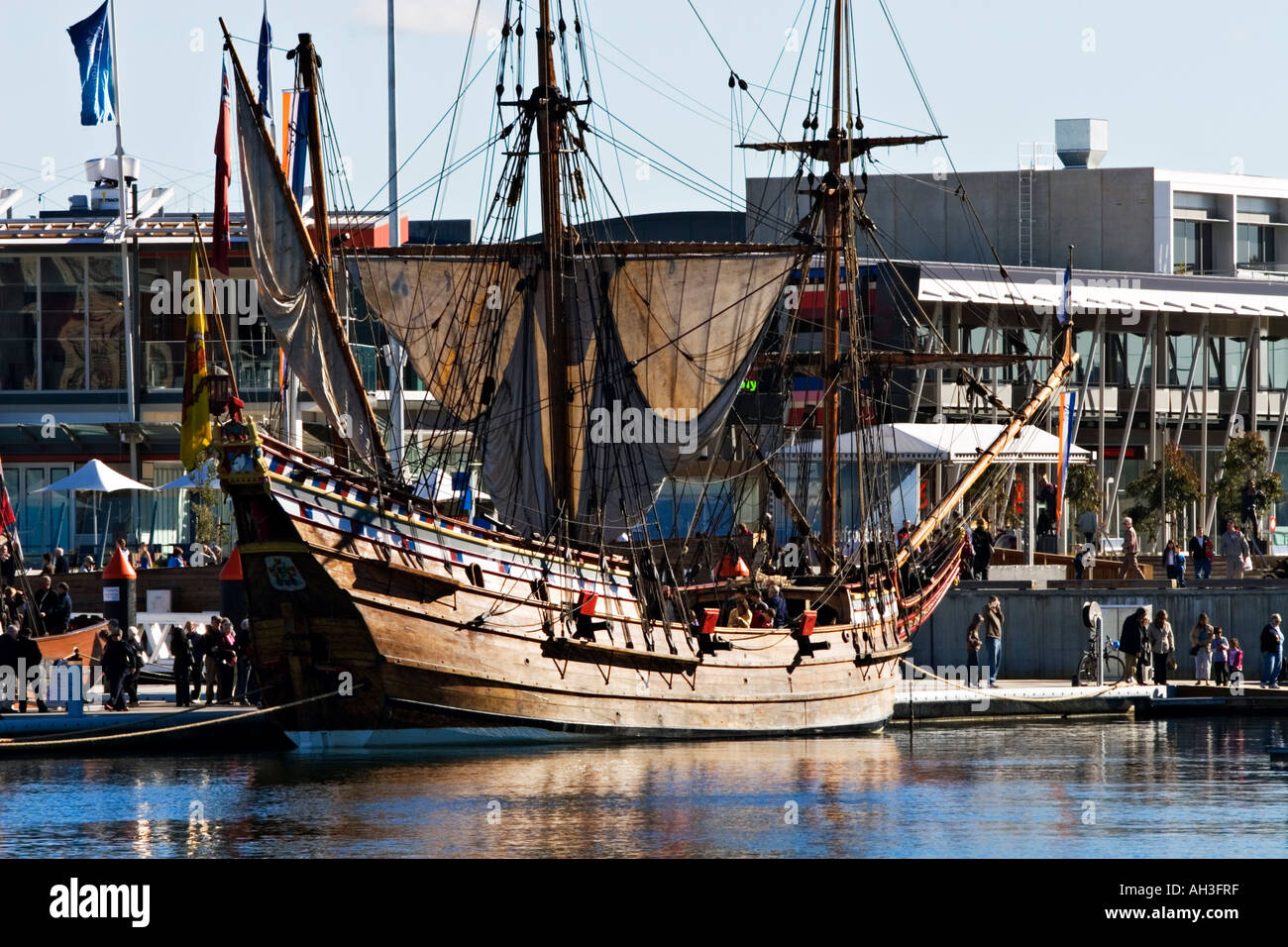 The Duyfken sailing ship dockside at Melbourne Docklands / Melbourne