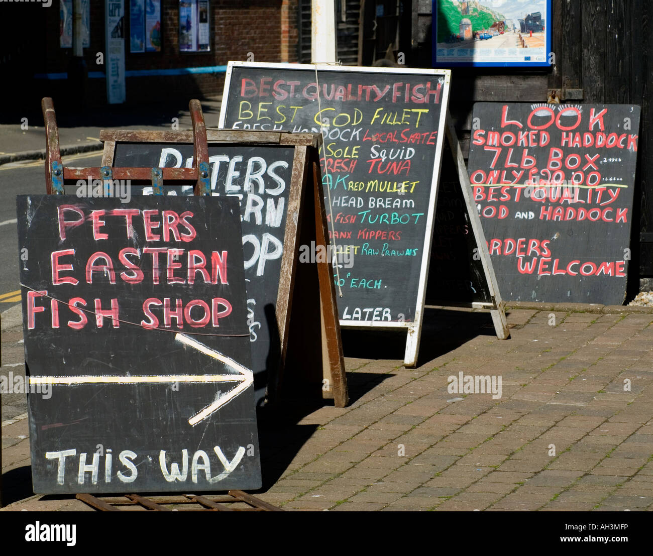 Fish shops on the Stade Hastings Old Town East Sussex England Britain