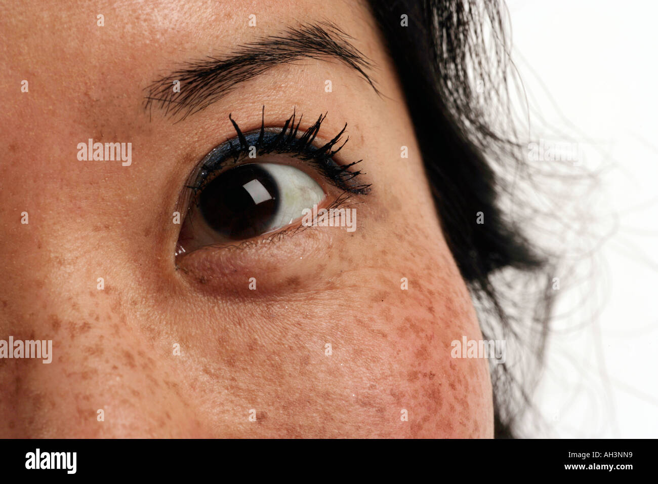 close up of an oriental womans eye Stock Photo