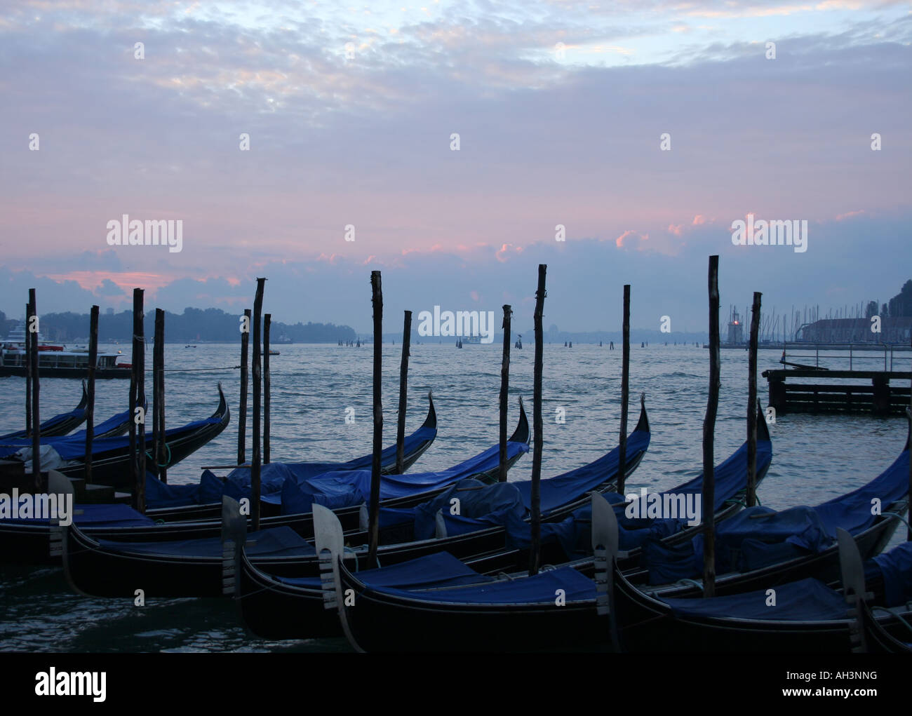 group of gondolas Venice Italy September 2007 Stock Photo - Alamy