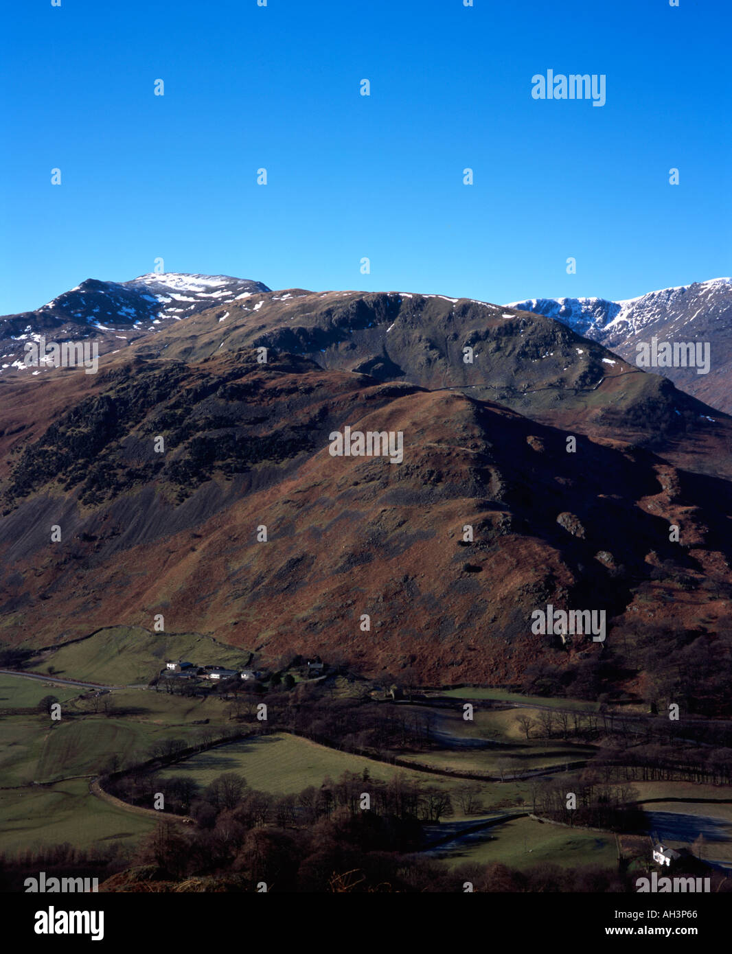 Black Crag and St Sunday Crag Patterdale winter Lake District  Cumbria England Stock Photo