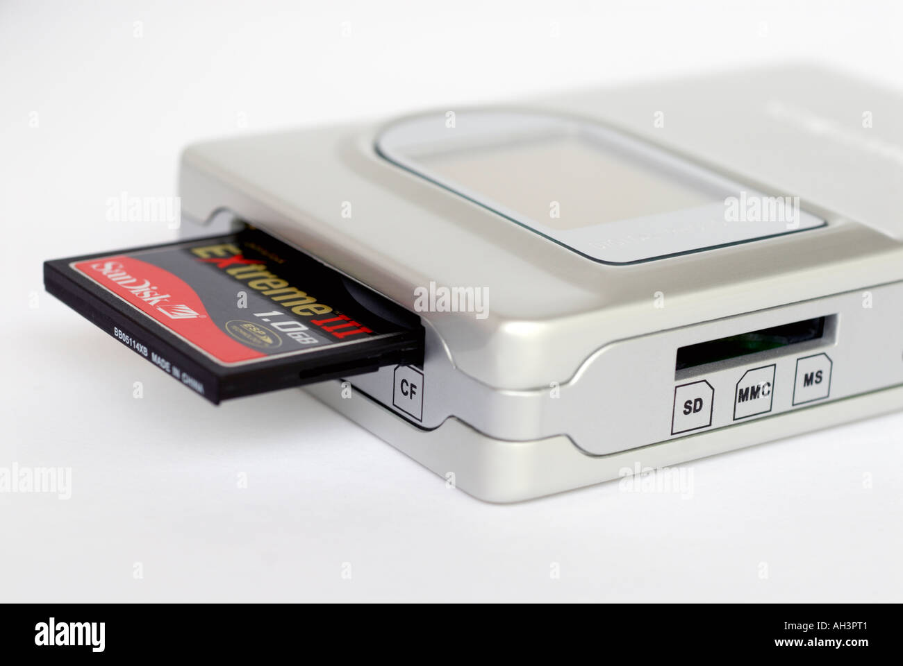 Portable hard drive card reader compact flash card attached.  Editorial use only Stock Photo - Alamy