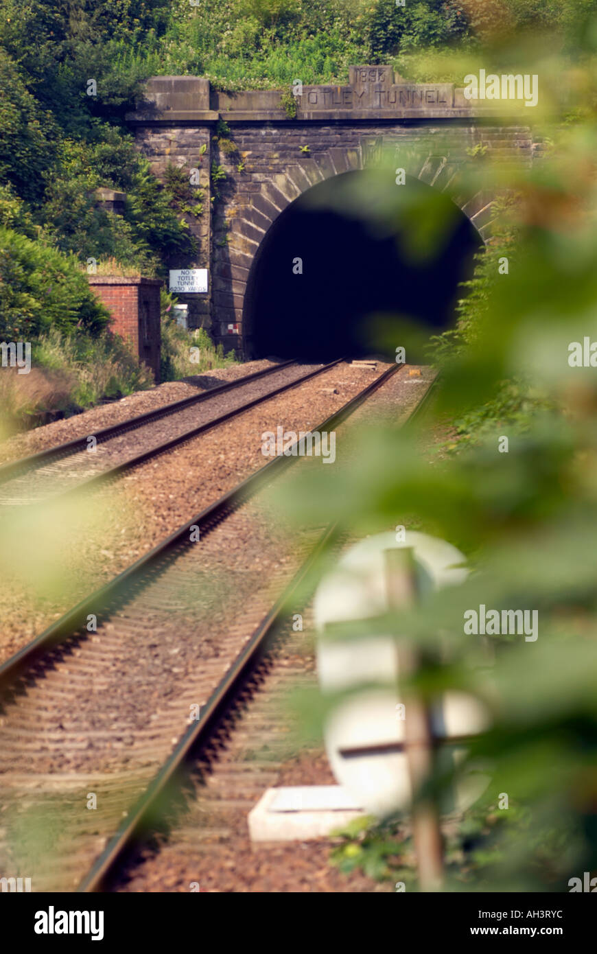 Totley Tunnel entrance Sheffield to Manchester main line at Totley in Sheffield Stock Photo