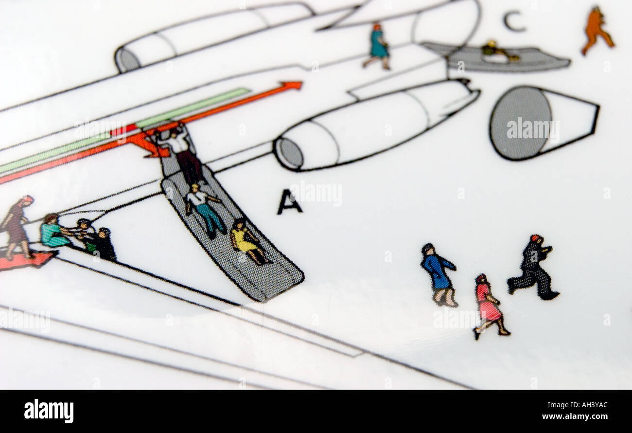 Passenger safety instructions of a plane Stock Photo Alamy