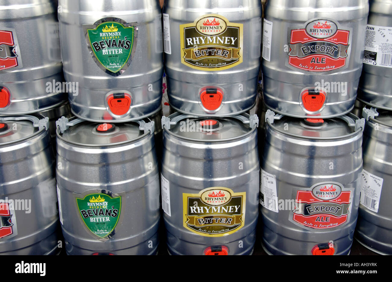 Casks of beer at Abergavenny Food Festival Monmouthshire South Wales UK